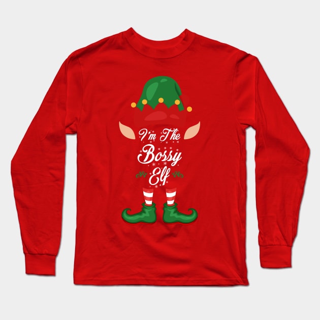 I'm The Bossy Elf Funny Christmas Elf Saying Long Sleeve T-Shirt by BSDshirts